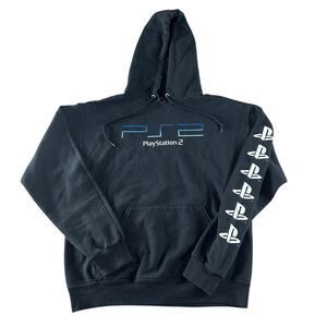 Vintage Sony Playstation 2 Sweatshirt Hoodie Medium Black PS2 Logo Graphic Y2K